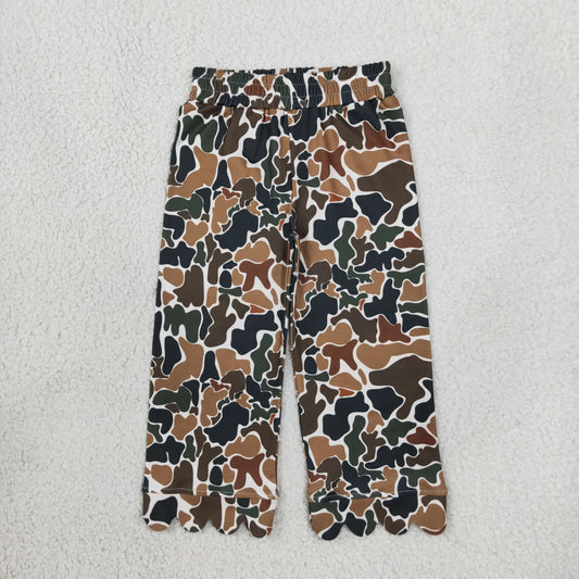 RTS NO MOQ （In stock）milk silk P1145 Baby Girls Camouflage Print Scalloped Edge Pants