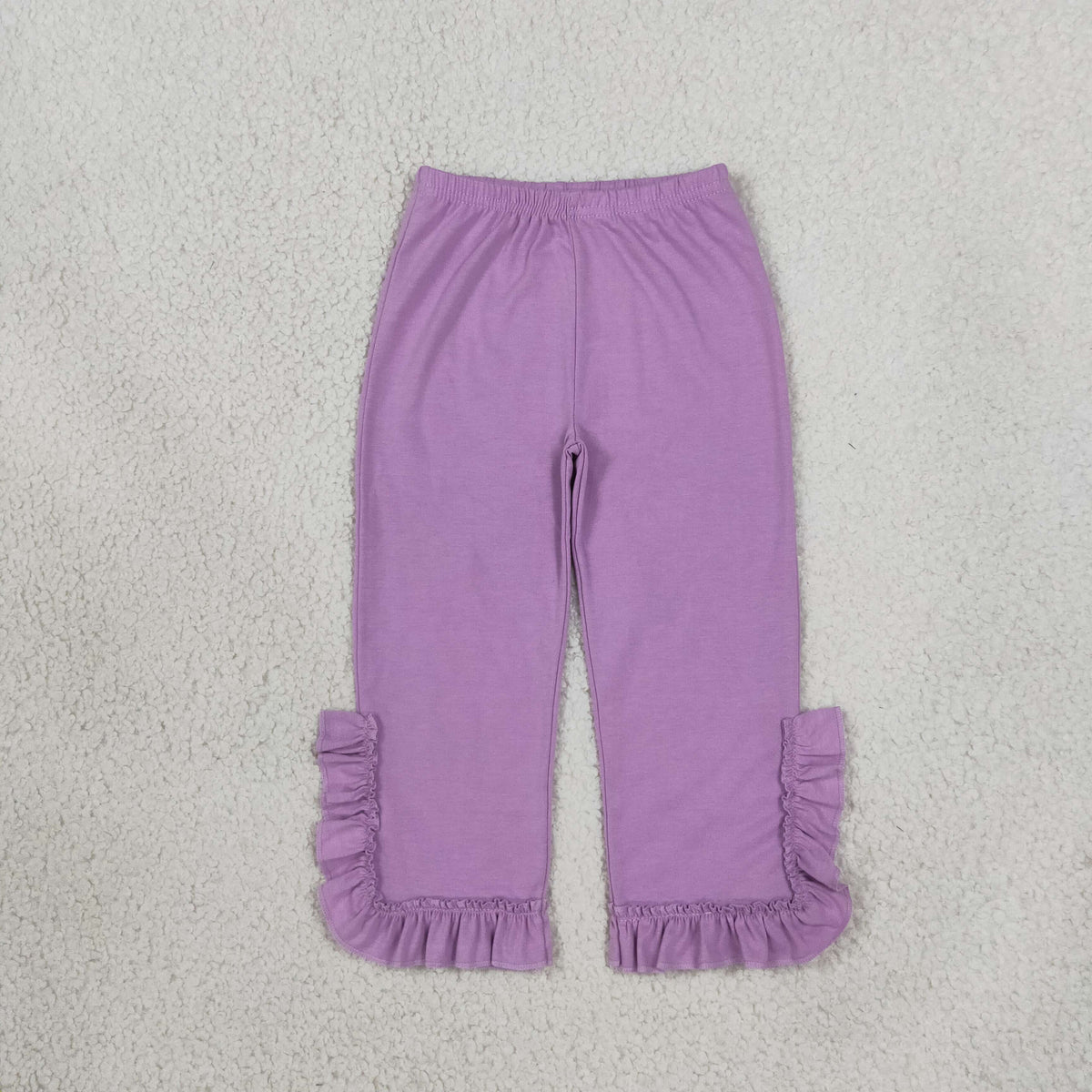 RTS NO MOQ （In stock）cotton P1162 Baby Girls Lavender Ruffle Flare Pants Bottom
