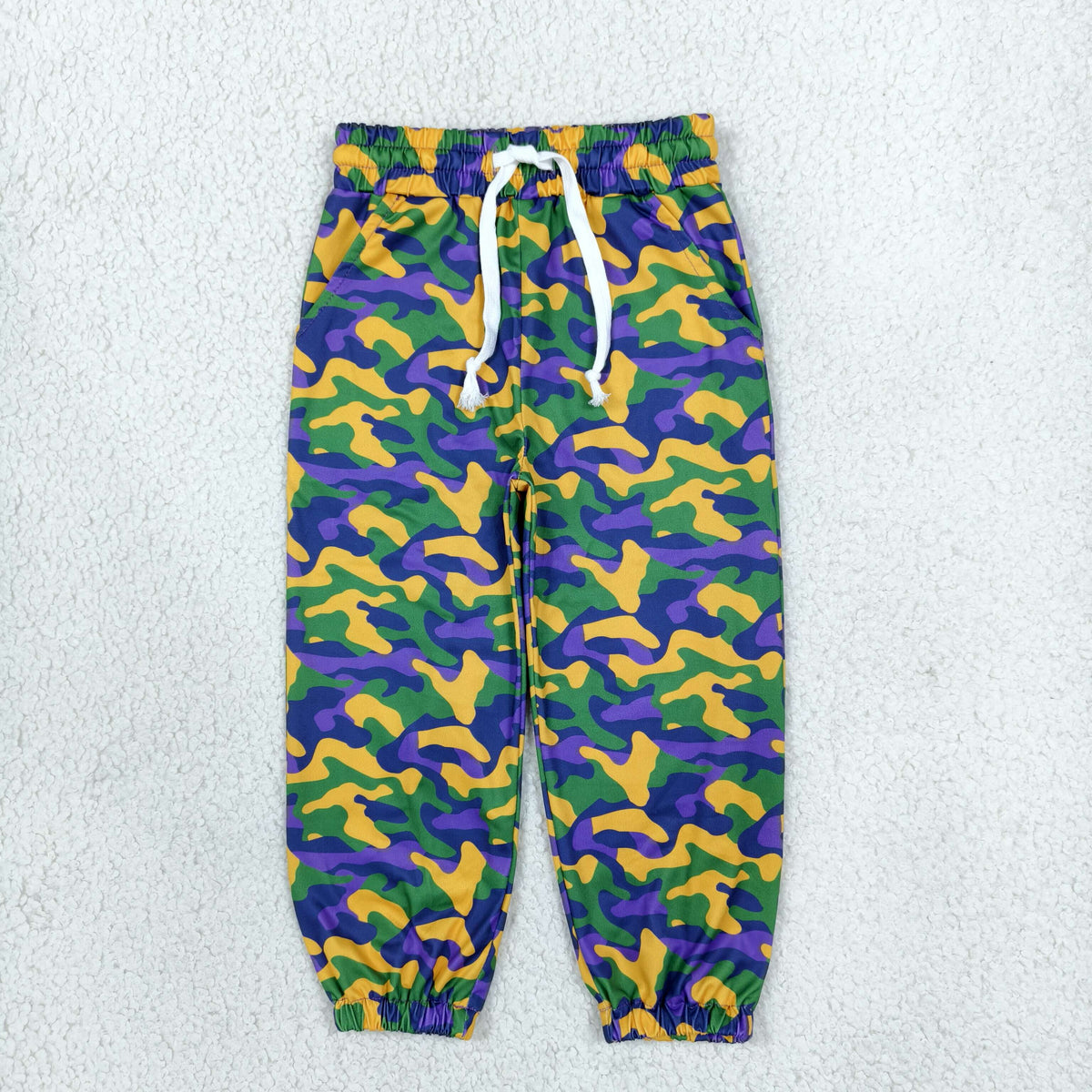 RTS NO MOQ （In stock）milk silk P1248 Baby Boys Camo Jogger Bottom Elastic Waist Pockets Pants