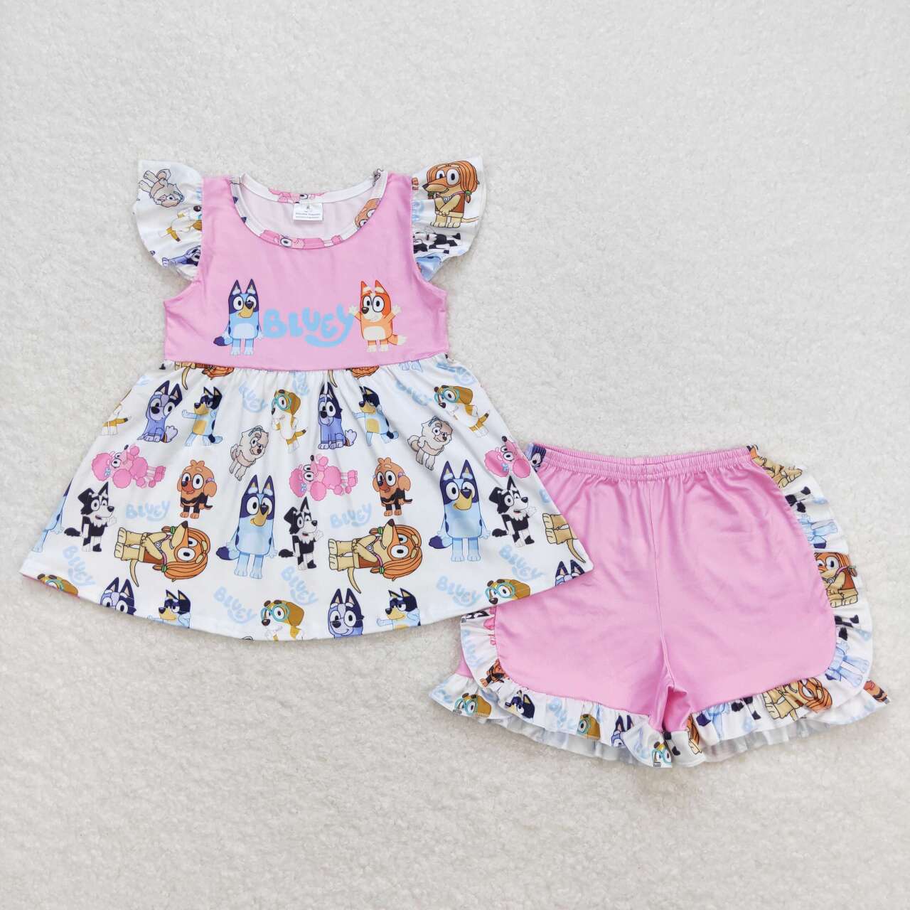GSSO0388  Kids Girls summer clothes short sleeve top with shorts set