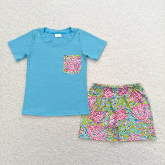 BSSO0846 Kids Girls summer clothes short sleeve top with shorts set