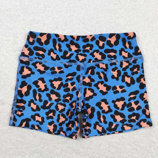 SS0214 Blue and orange leopard print color shorts for kids