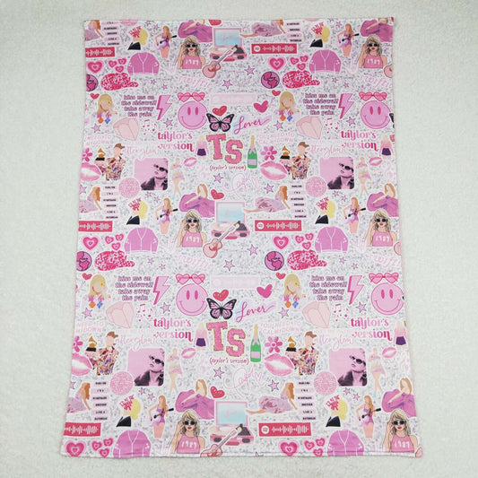 BL0127 kids fashion clothes butterfly smiley pink baby blanket