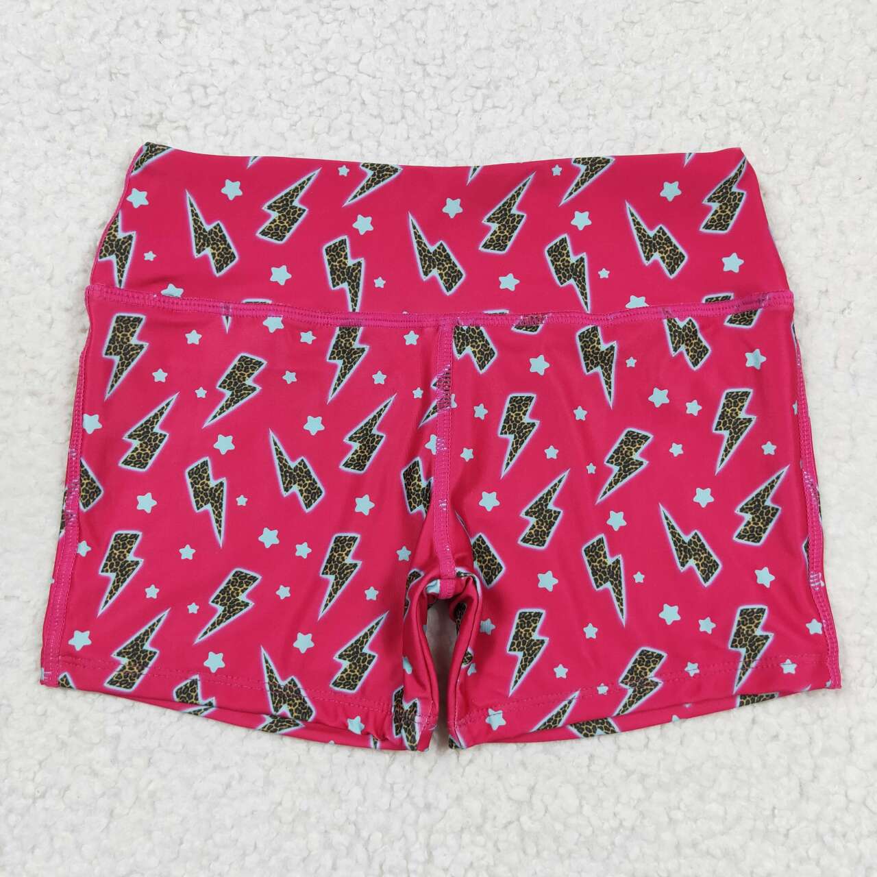 SS0216 Star lightning rose red shorts for kids