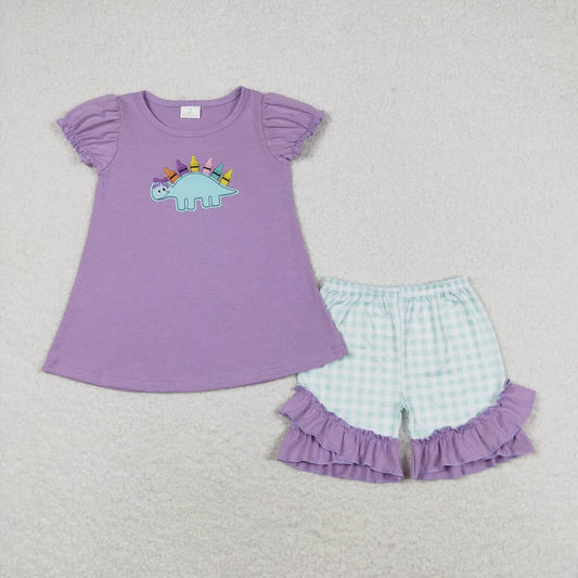 GSSO1032 Kids Girls summer clothes short sleeves top with shorts set