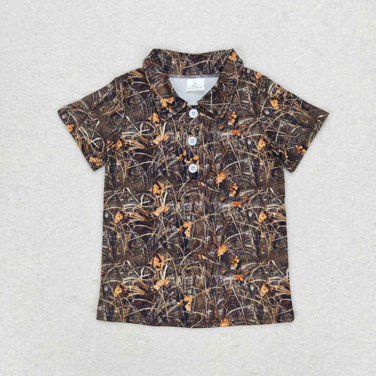 BT0639  Boys summer clothes leaf grass camouflage print kids shirt