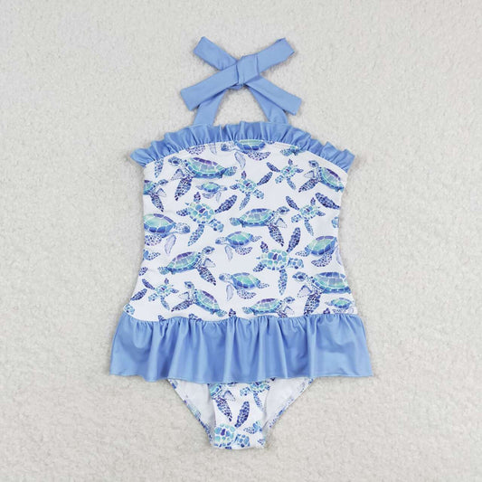 S0430 Kids Girls summer clothes  sleeves top with one-piece swimsuit
