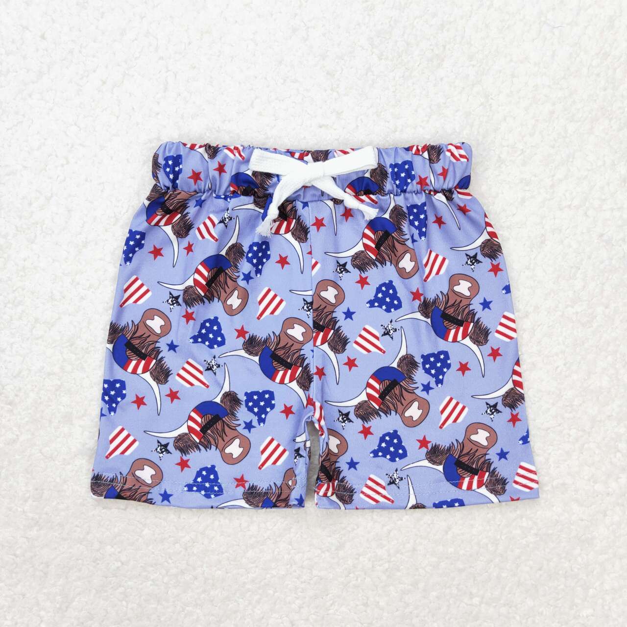 SS0204 Kids Boys summer alpine bull head star blue shorts