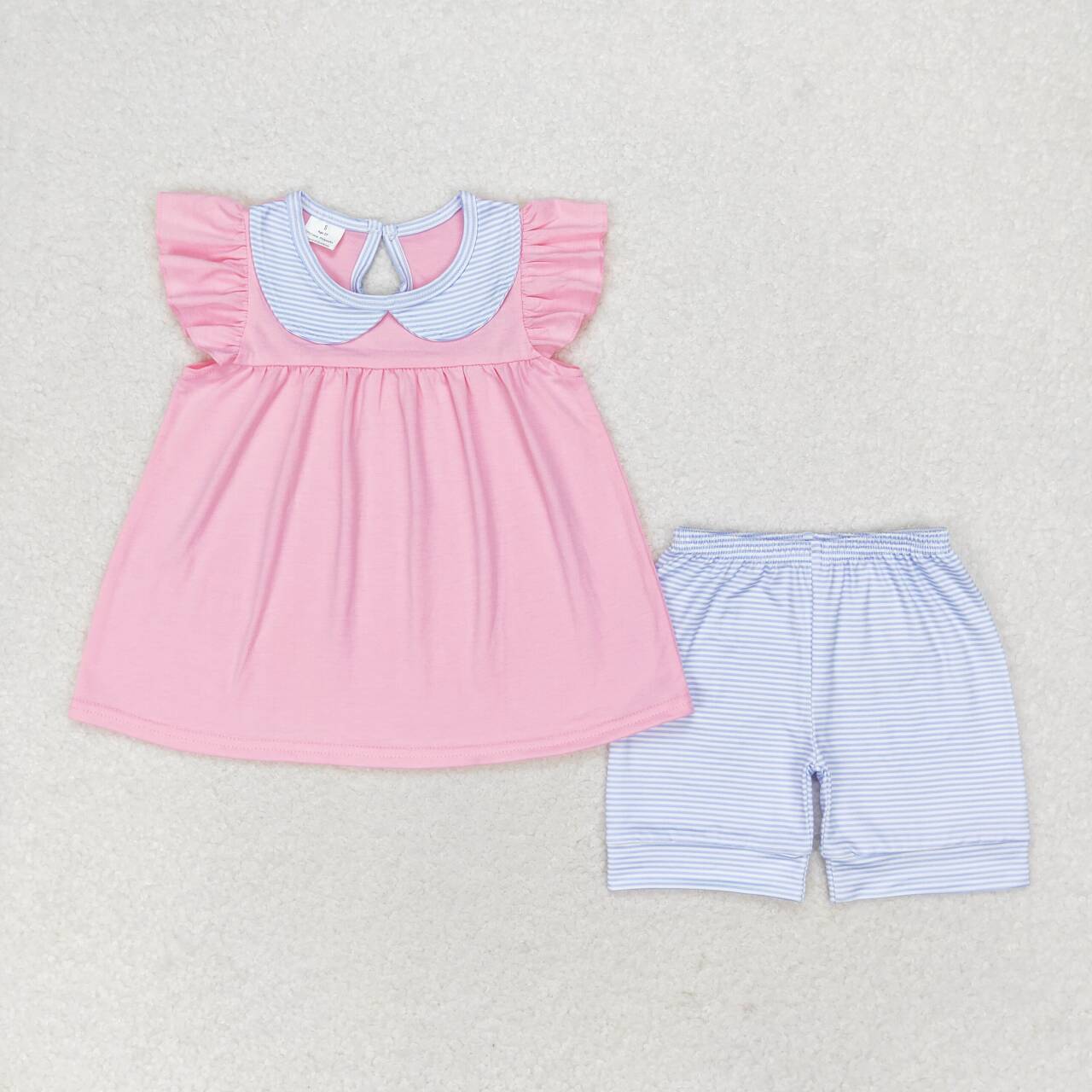 GSSO1064 Kids Girls summer clothes  flying sleeves top with shorts set