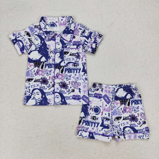 GSSO0988 Kids Girls summer clothes short sleeve top with shorts set