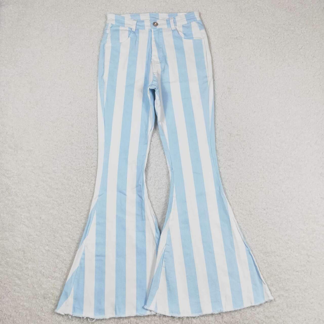 P0458 Adult women blue and white striped denim trousers