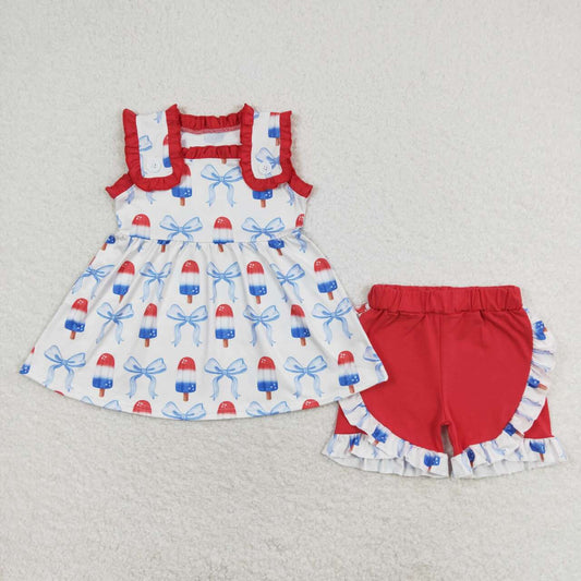 GSSO1152  Kids Girls summer clothes  sleeves top with shorts set