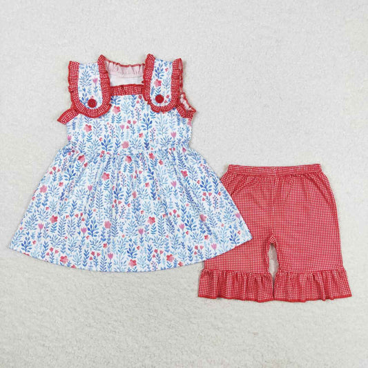 GSSO1112  Kids Girls summer clothes  sleeves top with shorts set