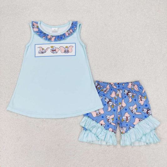 GSSO1203  Kids Girls summer clothes sleeves top with shorts set