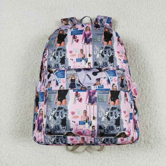 BA0215  Pink grey backpack