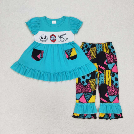GSPO1579  Kids Girls summer clothes short sleeve with trousers set