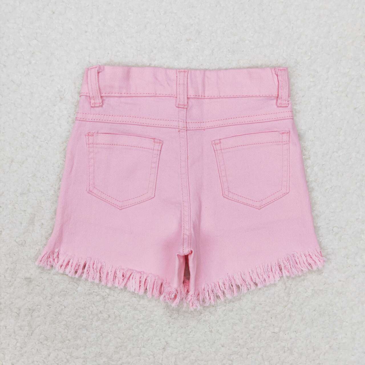 SS0230  Pink Sequin Denim Shorts