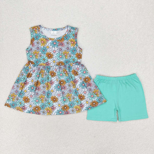 GSSO1271  Kids Girls summer clothes sleeves top with shorts set