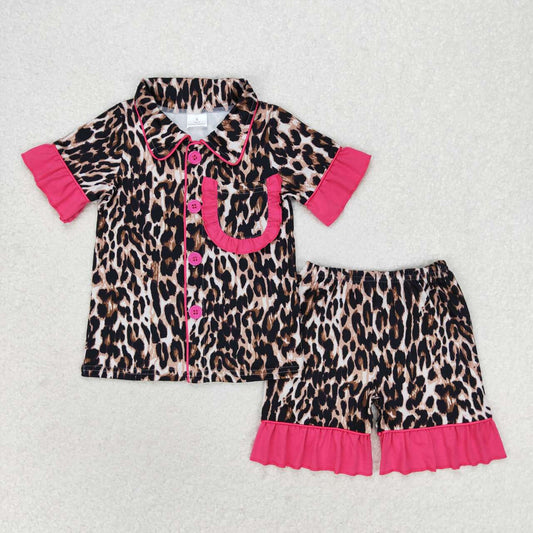 GSSO1121  Kids Girls summer clothes short sleeves top with shorts set