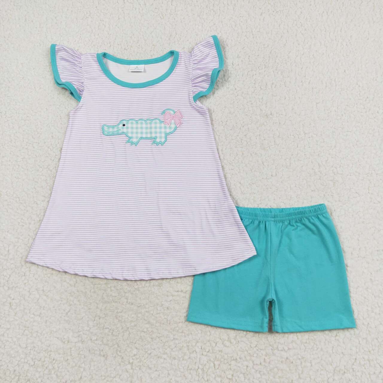 GSSO1286  Kids Girls summer clothes flying sleeves top with shorts set