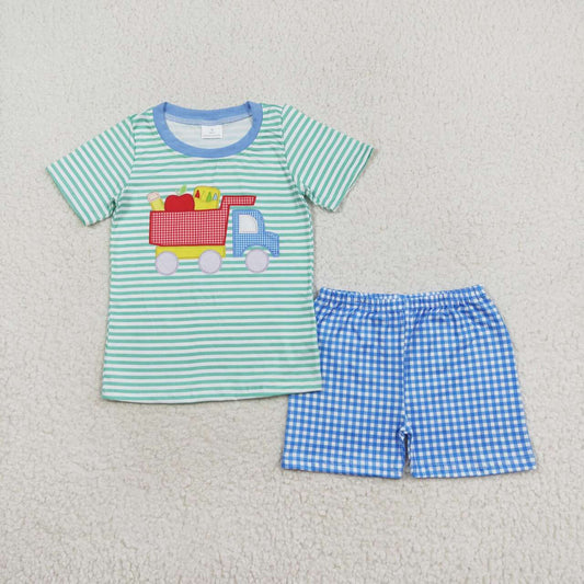 BSSO0978  Kids boys summer clothes short sleeve top with shorts set