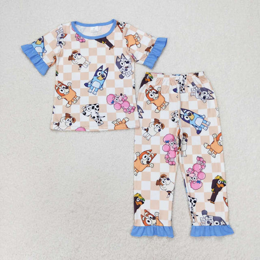 GSPO1581  Kids Girls summer clothes sleeves top with trousers set