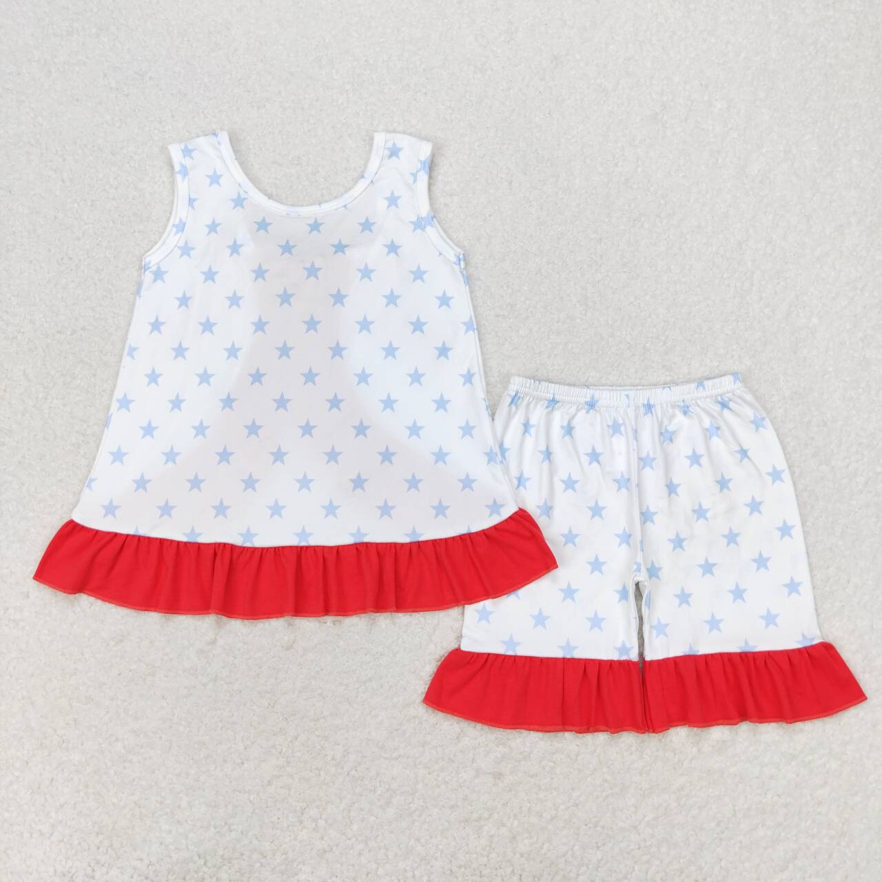 GSSO1217  Kids Girls summer clothes sleeves top with shorts set