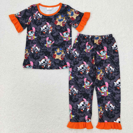GSPO1580  Kids Girls summer clothes sleeves top with trousers set