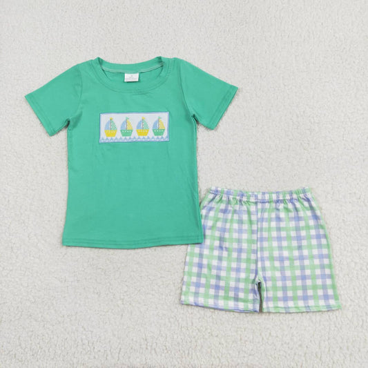 RTS no moq BSSO0887  Kids boys summer clothes short sleeve top with shorts set