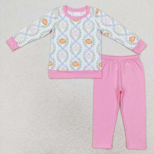 RTS no moq GLP1177  Kids girls summer clothes long sleeves top with trousers set