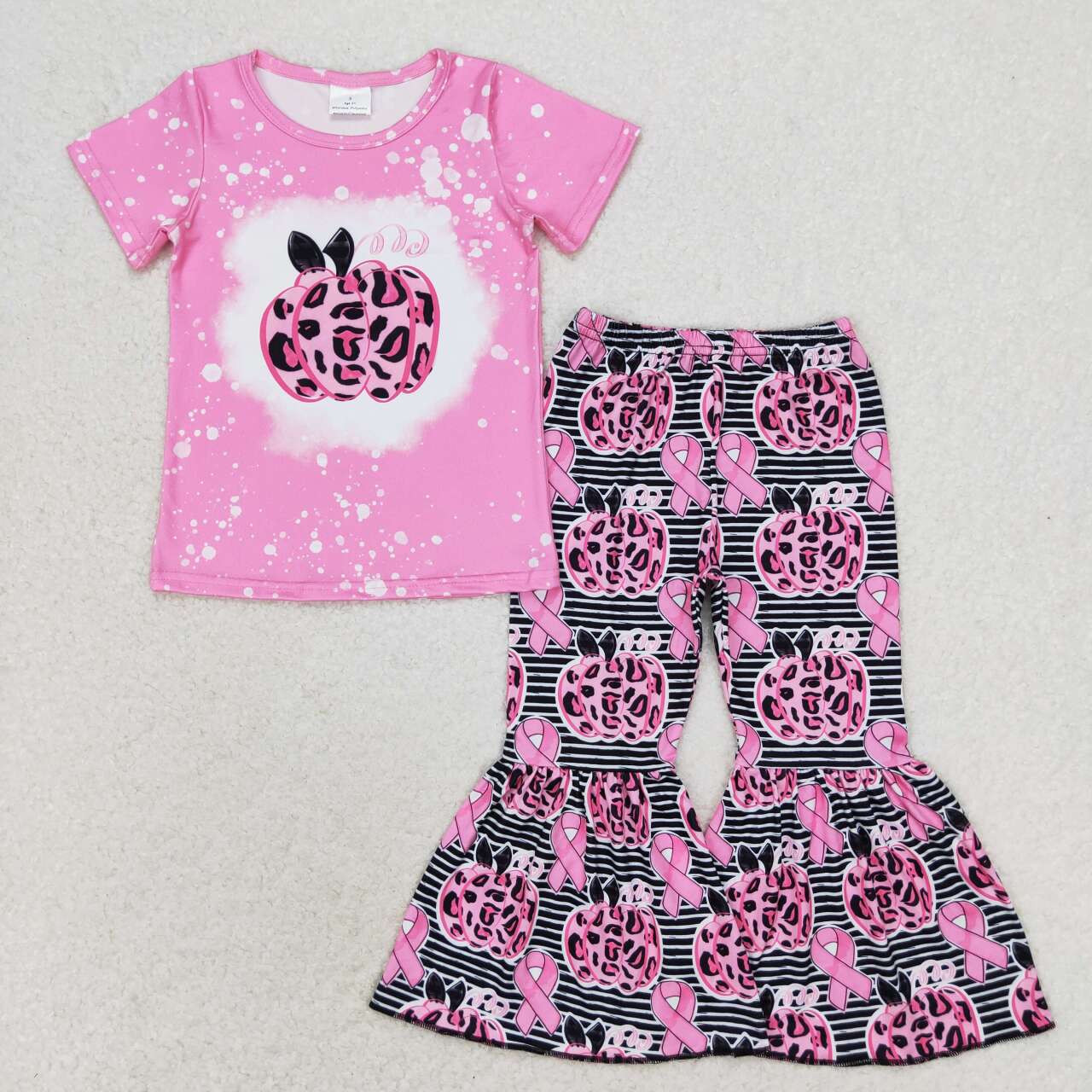 RTS no moq GSPO1592  Kids girls summer clothes short sleeves top with trousers set