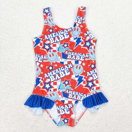 RTS no moq S0214 Kids Girls summer clothes sleeves top with one-piece swimsuit