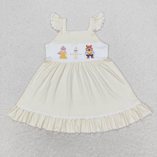 RTS no moq GSD0695 Baby girl summer clothes flying sleeves top kids dress