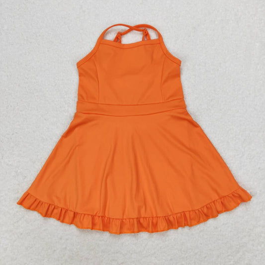 RTS no moq S0442 Kids Girls summer clothes suspenders top with sportswear skirt swimsuit