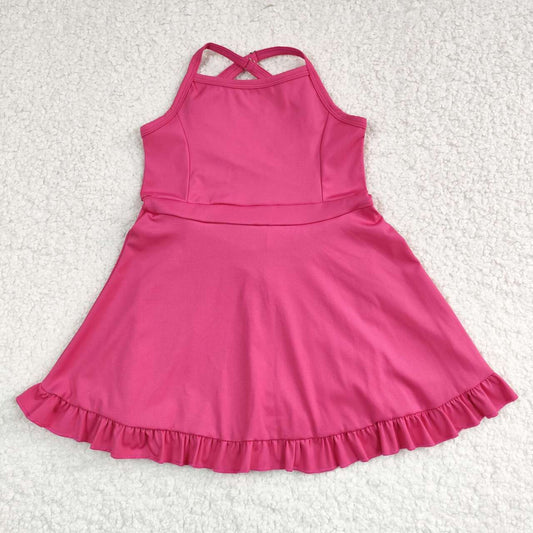 RTS no moq S0440 Kids Girls summer clothes suspenders top with sportswear skirt swimsuit