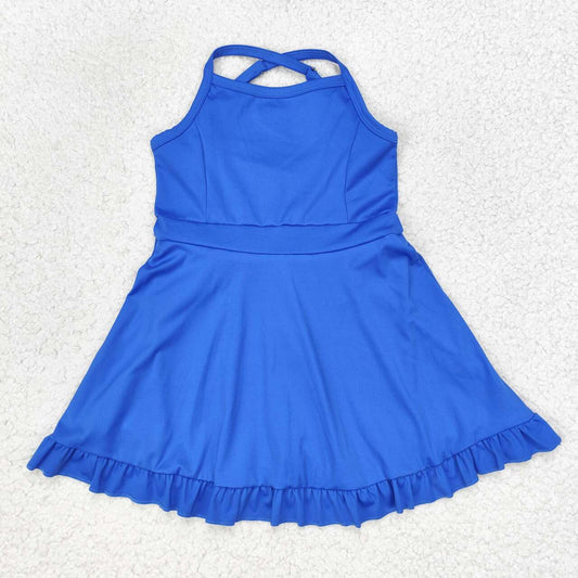 RTS no moq S0445 Kids Girls summer clothes suspenders top with sportswear skirt swimsuit