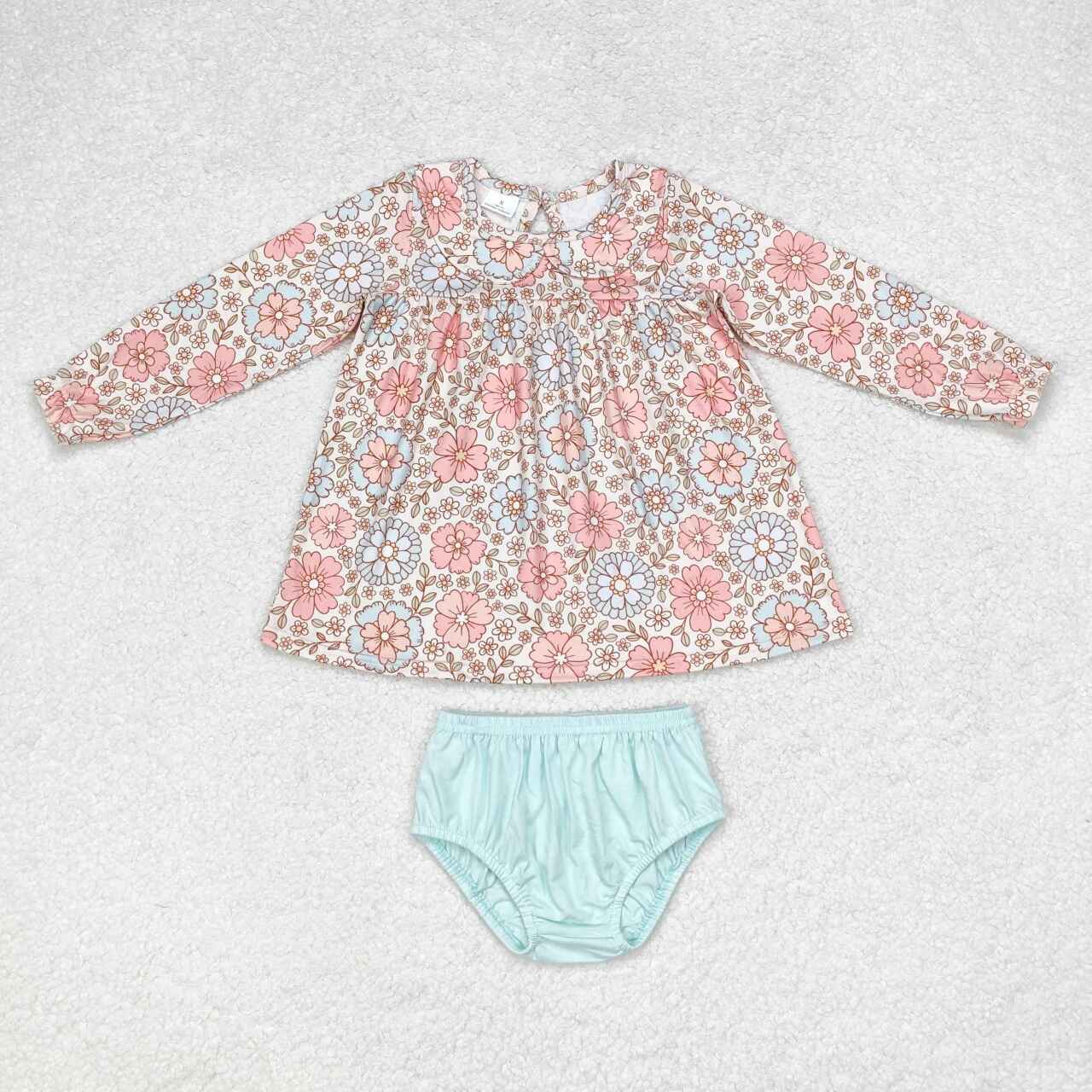 RTS NO MOQ GBO0397 Kids Girls summer clothes long sleeves top with briefs set