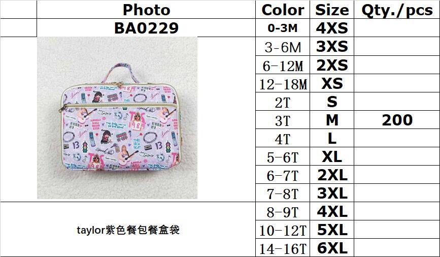 RTS No moq BA0229 Purple lunch box bag