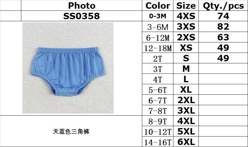 SS0358 Kids Girls summer sky blue briefs