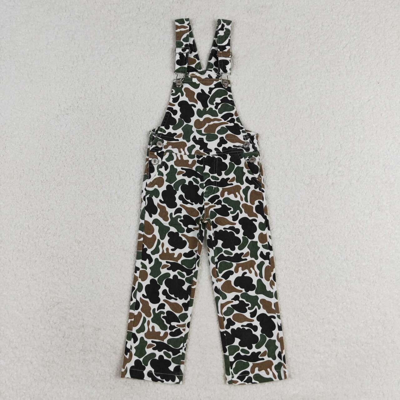 RTS no moq P0535 Brown and green camouflage denim overalls