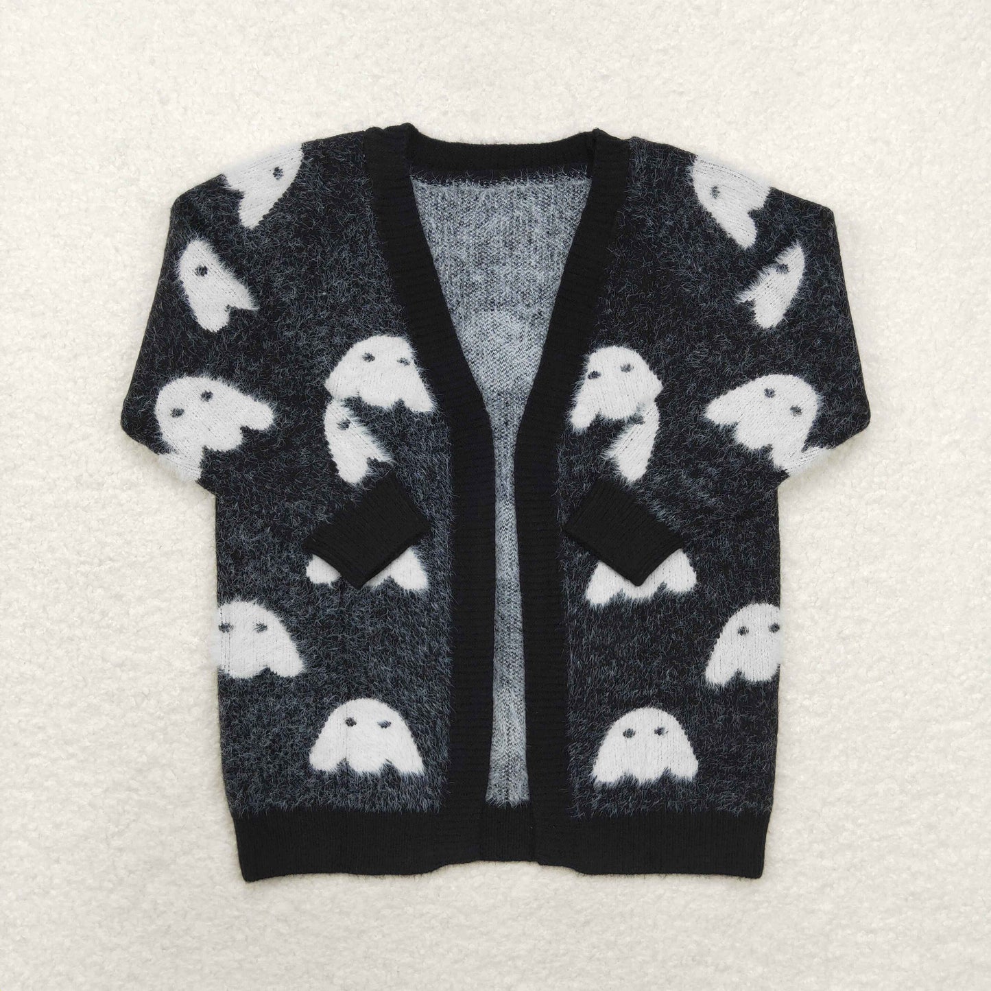 rts no moq GT0649 Halloween ghost black long-sleeved sweater cardigan