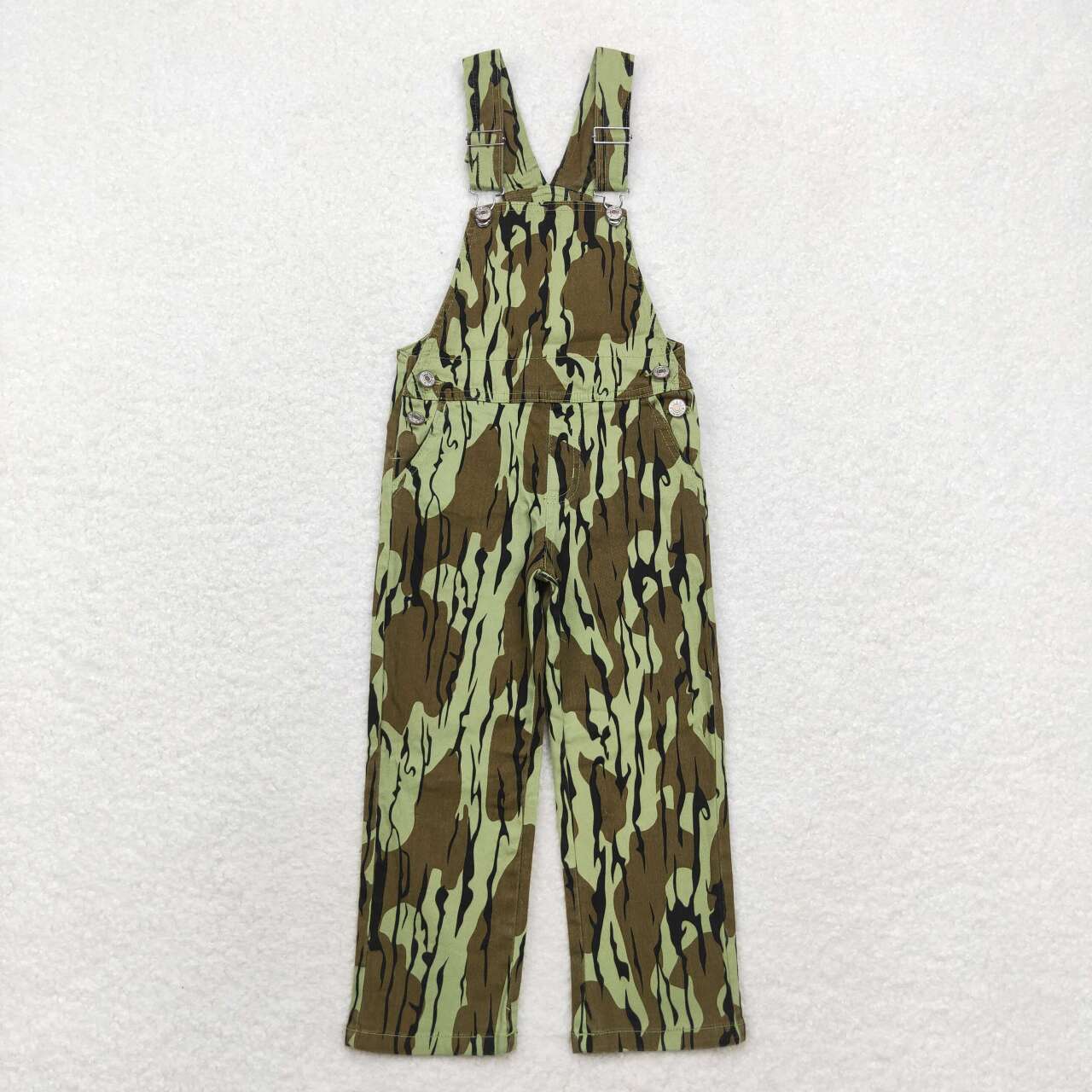 RTS no moq P0534 Kids Girls Autumn Clothes Army Green Camouflage Denim Overalls