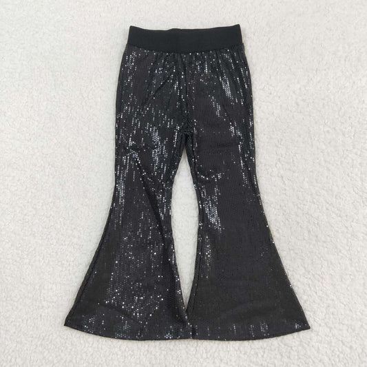 RTS no moq P0495 Kids girls autumn clothes black sequined mesh trousers