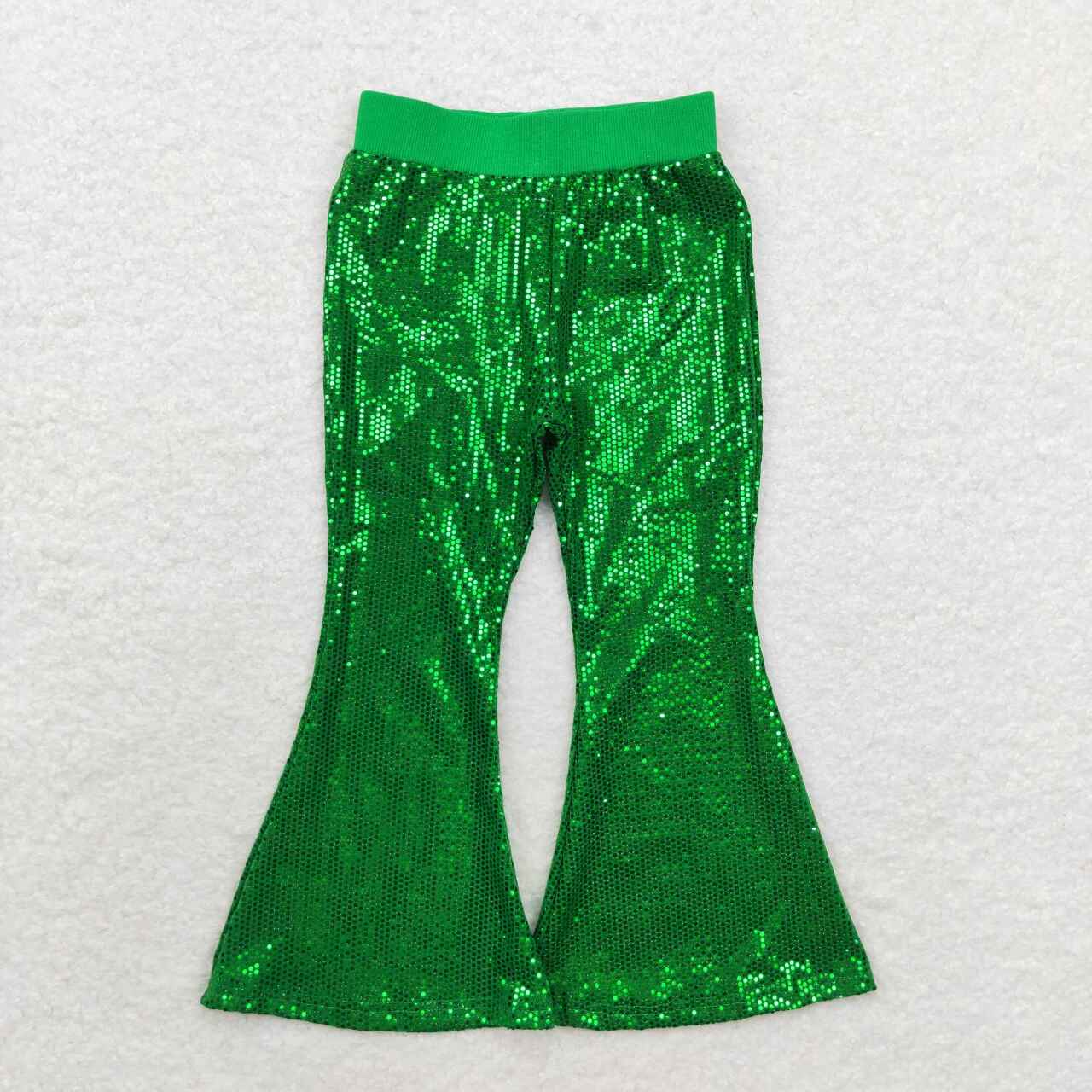 RTS no moq P0498 Kids girls autumn clothes green sequined mesh trousers