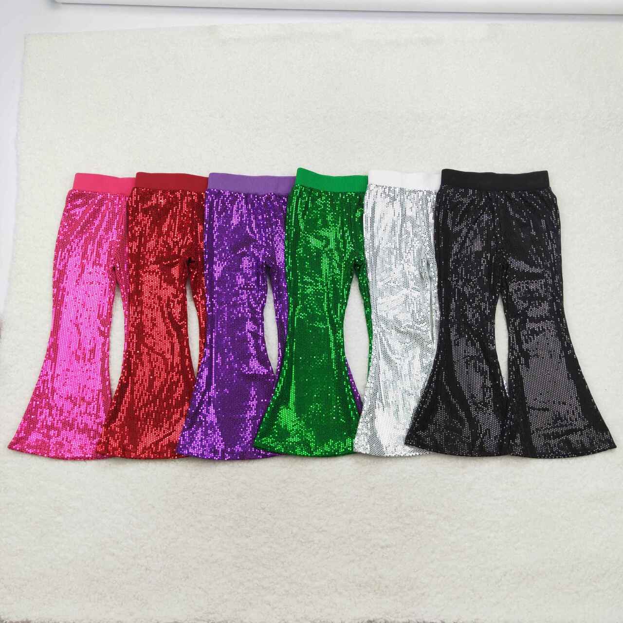 RTS no moq P0500 Kids girls autumn clothes purple mesh sequined trousers