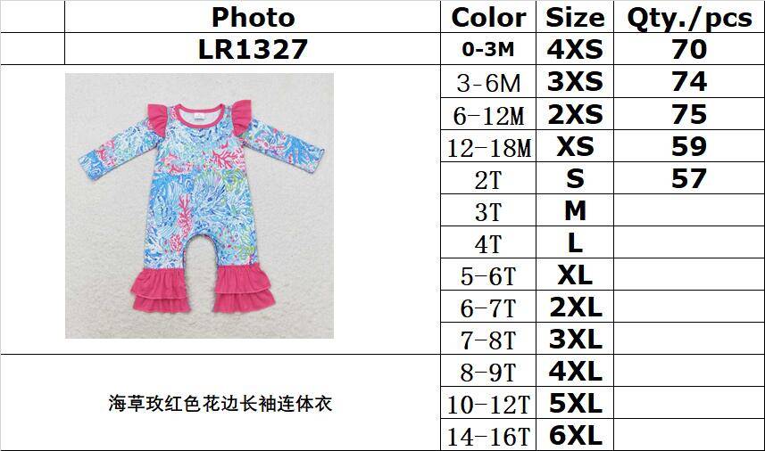 RTS no moq  LR1327 Kids girls autumn clothes long sleeve with romper