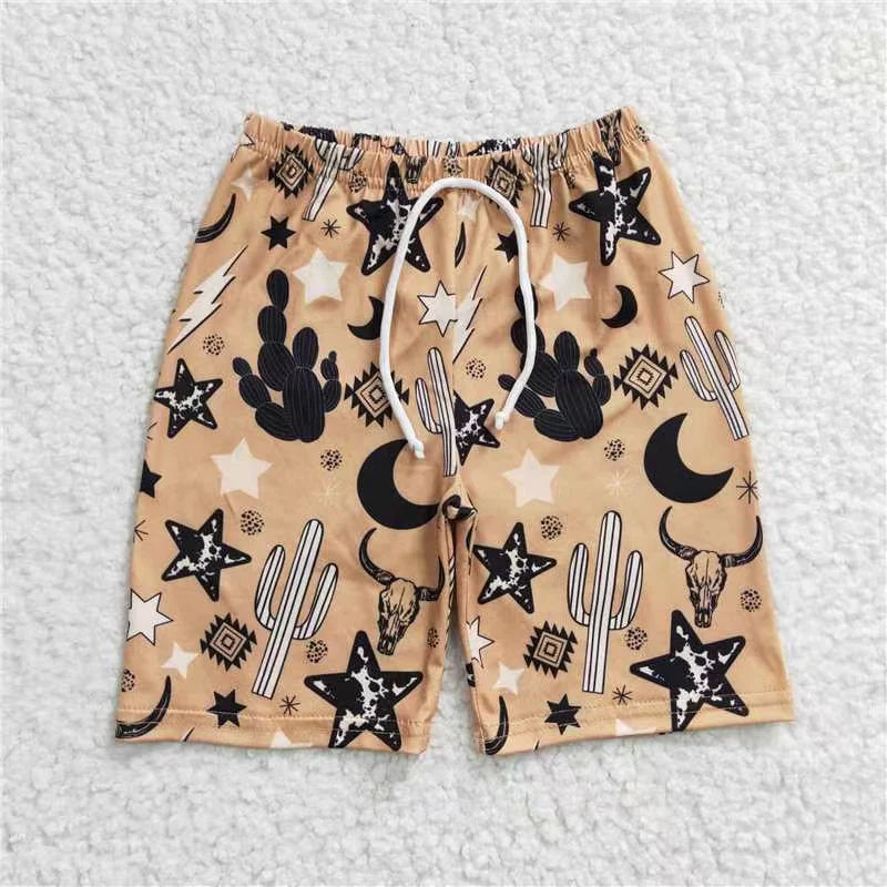 10.4 RTS Sibling Baby Boys Western Cows Cactus Swimsuits Trunks