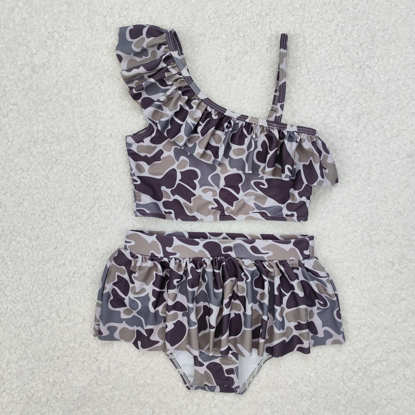 S0078Camo lining swim wear baby girls summer swimsuit