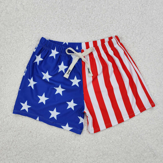 S0089Stars stripe lining kids boy 4th of july swim trunks