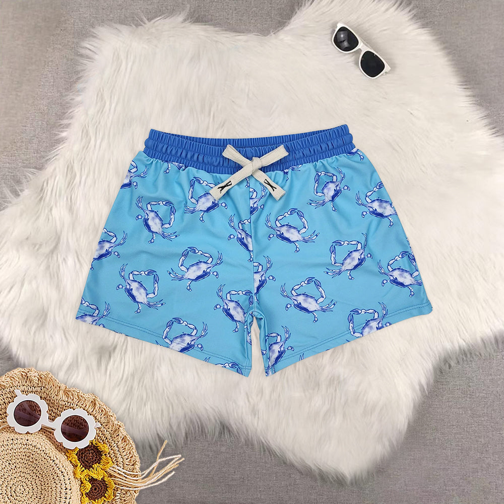 8.19 RTS Sibling Baby Boys Summer Swimsuits Red crab summer boy swim trunks